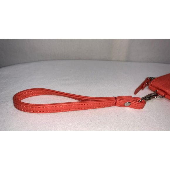 Adrienne Vittadini Charging Wallet Wristlet Pouch RFID Protection Coral Silver - Picture 11 of 11